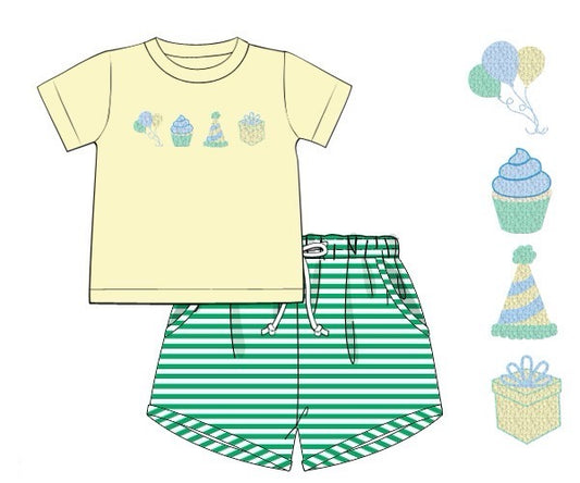 Birthday French Knot Shorts Set