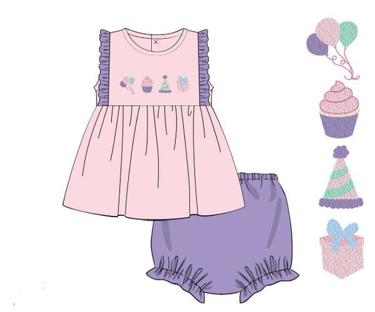 Birthday French Knot Bloomer Set