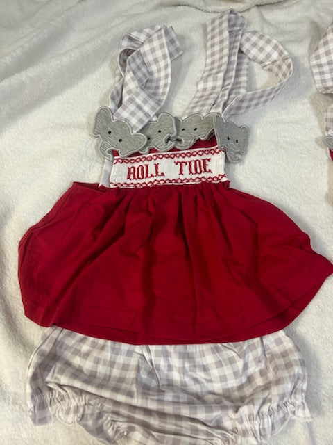 Roll Tide Smocked Bloomer Set